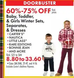 Boscov's Baby, Toddler, & Girls Winter Sets, Separates, & Dresses offer