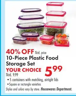 Boscov's 10-Piece Plastic Food Storage Set offer