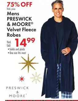 Boscov's Mens PRESWICK & MOORE Velvet Fleece Robes offer