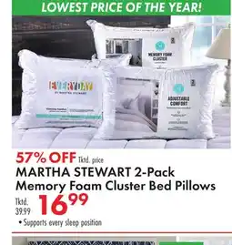 Boscov's MARTHA STEWART 2-Pack Memory Foam Cluster Bed Pillows offer