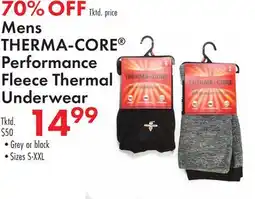 Boscov's Mens THERMA-CORE Performance Fleece Thermal Underwear offer