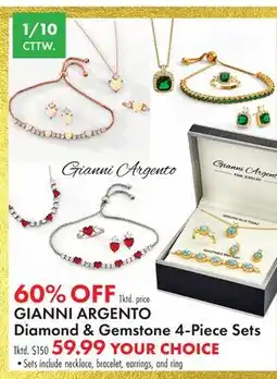 Boscov's GIANNI ARGENTO Diamond & Gemstone 4-Piece Sets offer