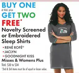 Boscov's Novelty Screened or Embroidered Sleep Shirts offer