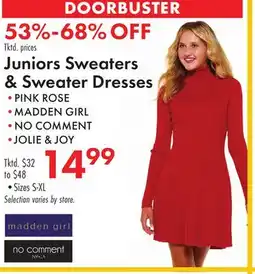 Boscov's Juniors Sweaters & Sweater Dresses offer