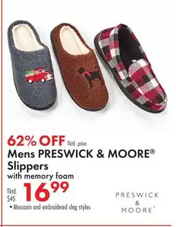 Boscov's Mens PRESWICK & MOORE Slippers with memory foam offer