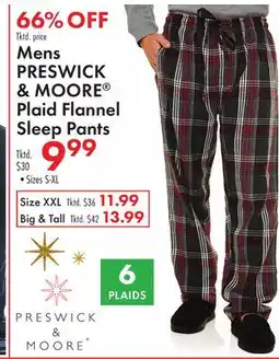 Boscov's Mens PRESWICK & MOORE Plaid Flannel Sleep Pants offer