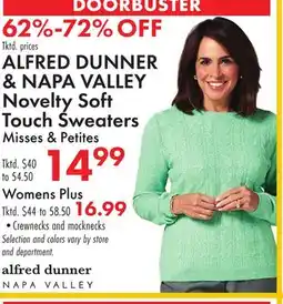Boscov's ALFRED DUNNER & NAPA VALLEY Novelty Soft Touch Sweaters offer