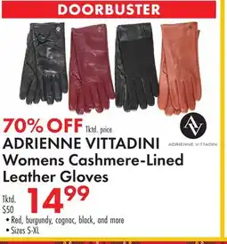 Boscov's ADRIENNE VITTADINI Womens Cashmere-Lined Leather Gloves offer
