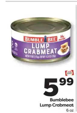 Weis Markets Bumblebee Lump Crabmeat offer