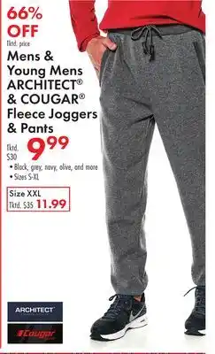 Boscov's Mens & Young Mens ARCHITECT & COUGAR Fleece Joggers & Pants offer