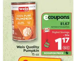 Weis Markets Weis Quality Pumpkin offer