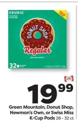 Weis Markets Green Mountain, Donut Shop, Newman's Own, or Swiss Miss K-Cup Pods offer