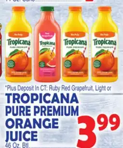 Bravo Supermarkets TROPICANA PURE PREMIUM ORANGE JUICE offer