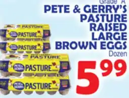 Bravo Supermarkets PETE & GERRY'S PASTURE RAISED LARGE BROWN EGGS offer