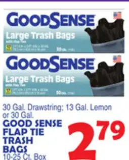 Bravo Supermarkets GOOD SENSE FLAP TIE TRASH BAGS 10-25 Ct. Box offer