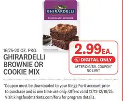 Kings Food Markets GHIRARDELLI BROWNIE OR COOKIE MIX offer