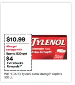 CVS Tylenol extra strength caplets 100 ct offer