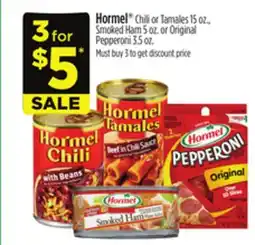 Dollar General Hormel Chili or Tamale, Smoked Ham or Original Pepperoni offer