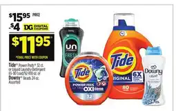 Dollar General Tide Power Pods or Liquid Laundry Detergent Load or Downy Beads offer