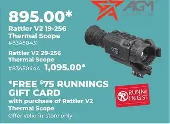 Runnings AGM Rattler V2 19-256 Thermal Scope offer