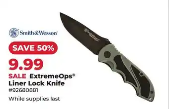 Runnings Smith & Wesson ExtremeOps Liner Lock Knife offer