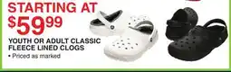 Dunham's Sports YOUTH OR ADULT CLASSIC FLEECE LINED CLOGS offer