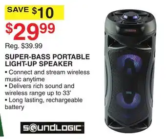 Dunham's Sports SUPER-BASS PORTABLE LIGHT-UP SPEAKER offer