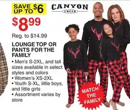 Dunham's Sports LOUNGE TOP OR PANTS FOR THE FAMILY offer