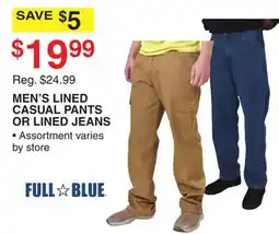 Dunham's Sports MEN'S LINED CASUAL PANTS OR LINED JEANS offer