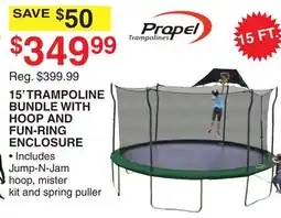 Dunham's Sports PROPEL 15' TRAMPOLINE BUNDLE WITH HOOP AND FUN-RING ENCLOSURE offer