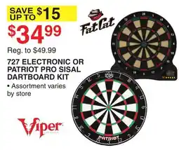 Dunham's Sports 727 ELECTRONIC OR PATRIOT PRO SISAL DARTBOARD KIT offer
