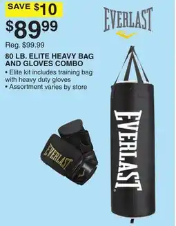 Dunham's Sports 80 LB. ELITE HEAVY BAG AND GLOVES COMBO offer