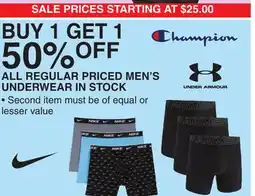 Dunham's Sports ALL REGULAR PRICED MEN'S UNDERWEAR offer