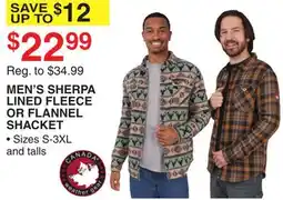 Dunham's Sports MEN'S SHERPA LINED FLEECE OR FLANNEL SHACKET offer