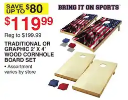 Dunham's Sports TRADITIONAL OR GRAPHIC 2' X 4' WOOD CORNHOLE BOARD SET offer