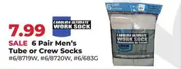 Runnings Carolina Ultimate 6 Pair Men's Tube or Crew Socks offer