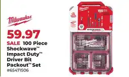 Runnings Milwaukee 100 Piece Shockwave Impact Duty Driver Bit Packout Set offer