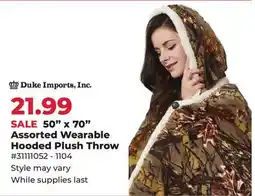 Runnings Duke Imports 50 x 70 Assorted Wearable Hooded Plush Throw offer