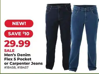 Runnings Men's Denim Flex 5 Pocket or Carpenter Jeans offer