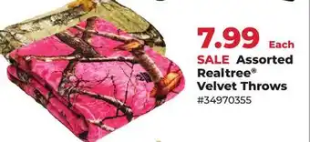 Runnings Assorted Realtree Velvet Throws offer