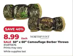 Runnings Northpoint 50 x 60 Camouflage Berber Throws offer