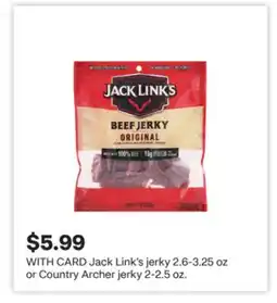 CVS Jack Link's jerky 2.6-3.25 oz or Country Archer jerky 2-2.5 oz offer