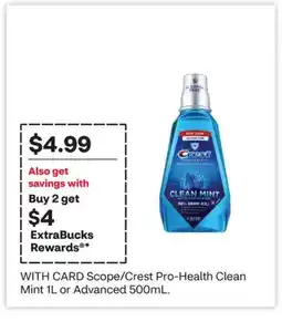 CVS Scope/Crest Pro-Health Clean Mint 1L or Advanced 500mL offer