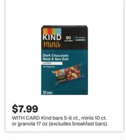CVS Kind bars 5-6 ct., minis 10 ct. or granola 17 oz offer