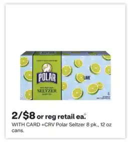 CVS Polar Seltzer 8 pk., 12 oz cans offer