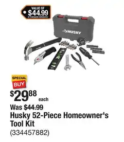 The Home Depot Husky 52-Piece Homeowner's Tool Kit offer