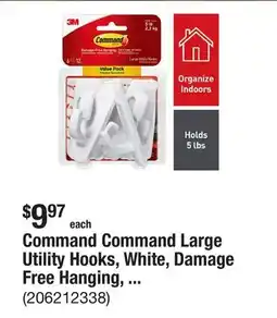 The Home Depot Command Command Large Utility Hooks, White, Damage Free Hanging, 6 Hooks and 12 Command Strips offer