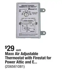 The Home Depot Maxx Air Adjustable Thermostat with Firestat for Power Attic and Exhaust Fans offer