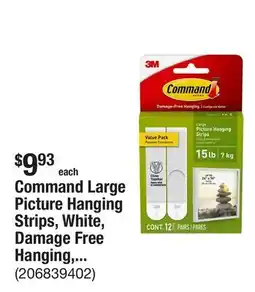 The Home Depot Command Large Picture Hanging Strips, White, Damage Free Hanging, 12 Pairs offer