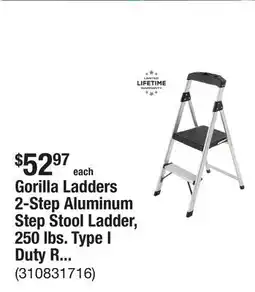 The Home Depot Gorilla Ladders 2-Step Aluminum Step Stool Ladder, 250 lbs. Type I Duty Rating (8ft. Reach Height) offer